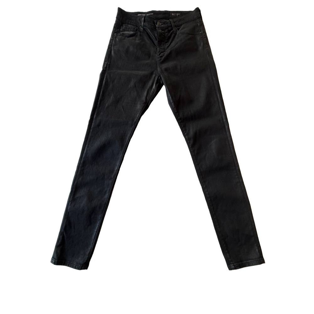 AG Farrah Ankle Jeans Womens 26 Black Leatherette Coated High Rise Skinny